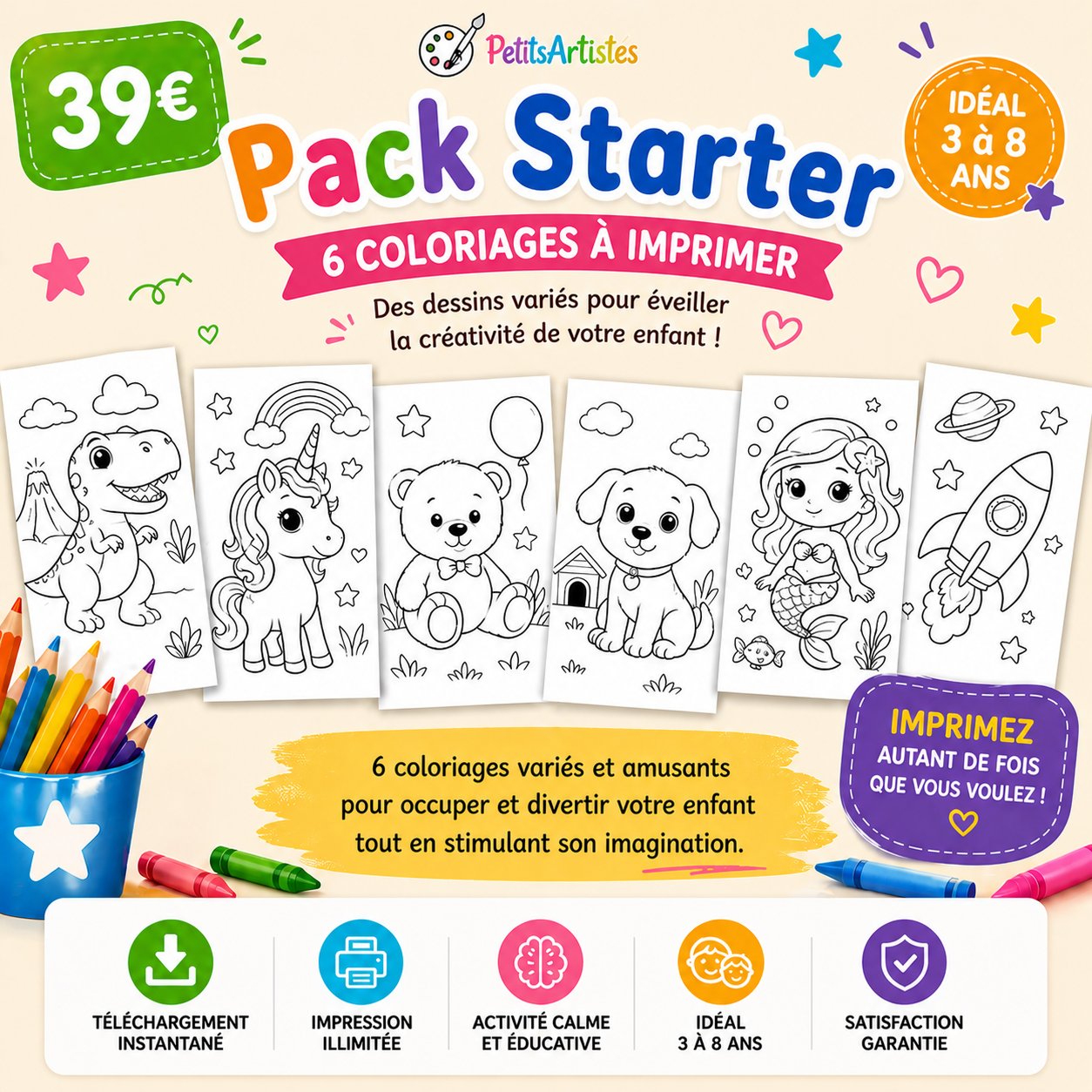 Pack Starter – 6 coloriages